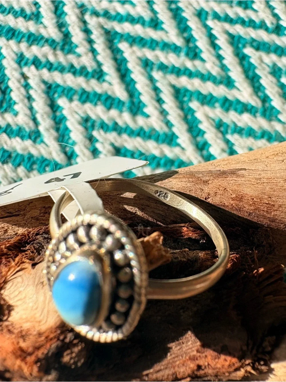 925 Sterling Silver Blue Holden Hills Turquoise Teardrop Ring
